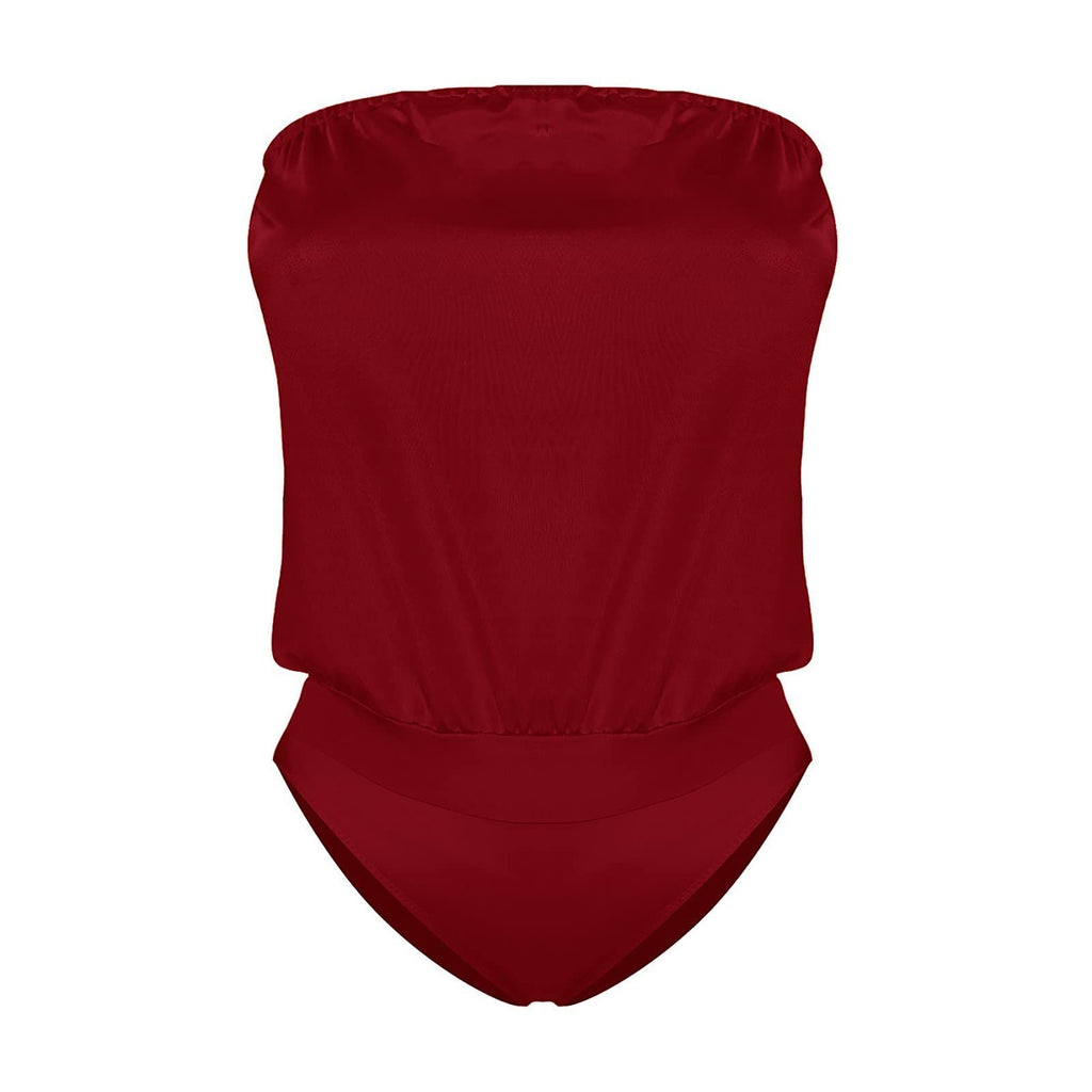 Maillot de Bain Femme 1 Pièce Gainant — Style Bandeau Épaule Dénudée