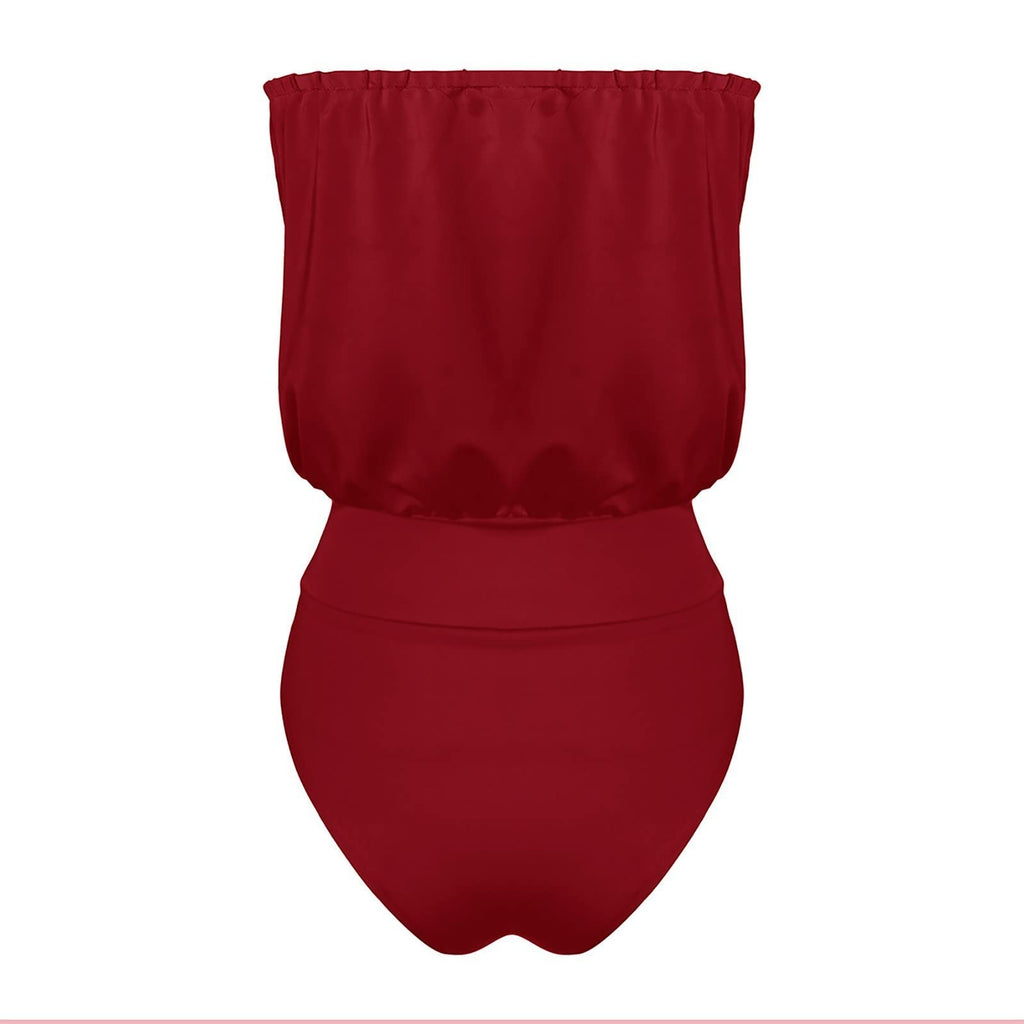 Maillot de Bain Femme 1 Pièce Gainant — Style Bandeau Épaule Dénudée