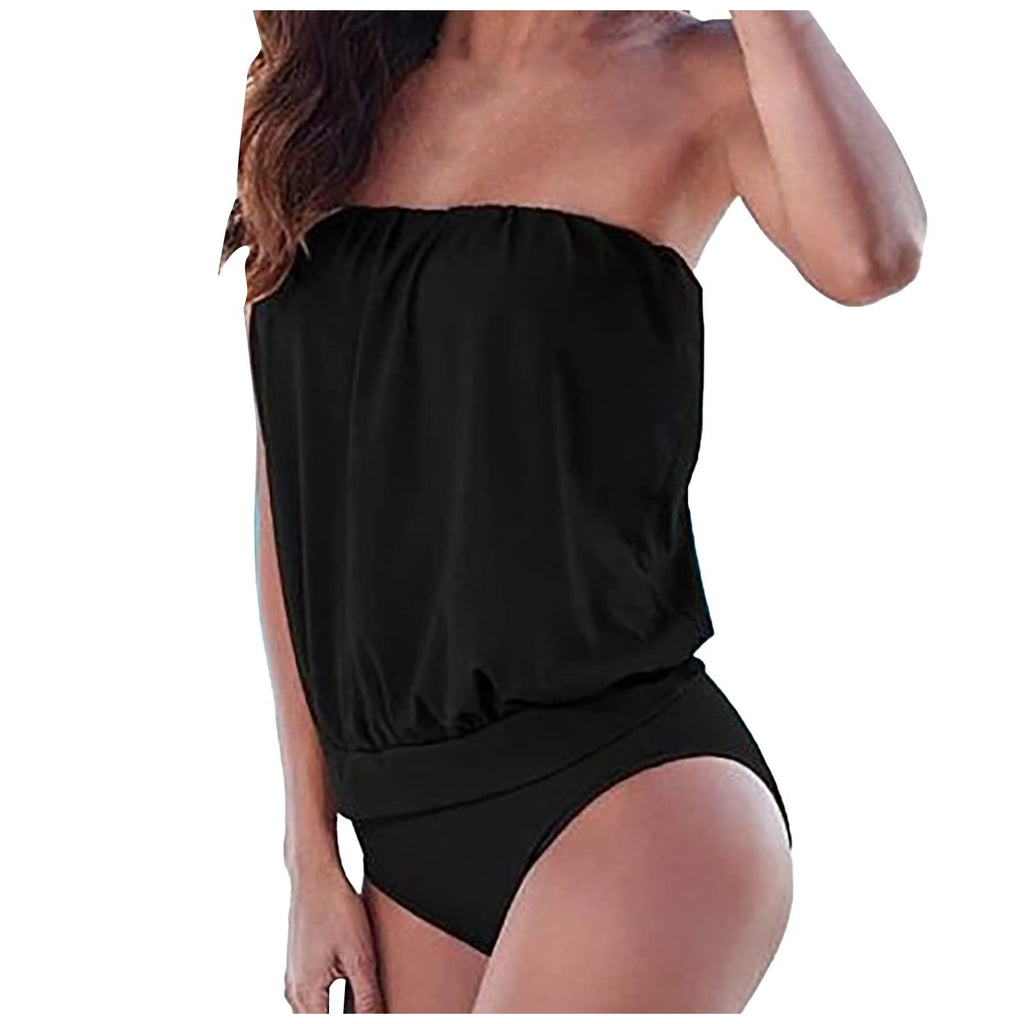 Maillot de Bain Femme 1 Pièce Gainant — Style Bandeau Épaule Dénudée