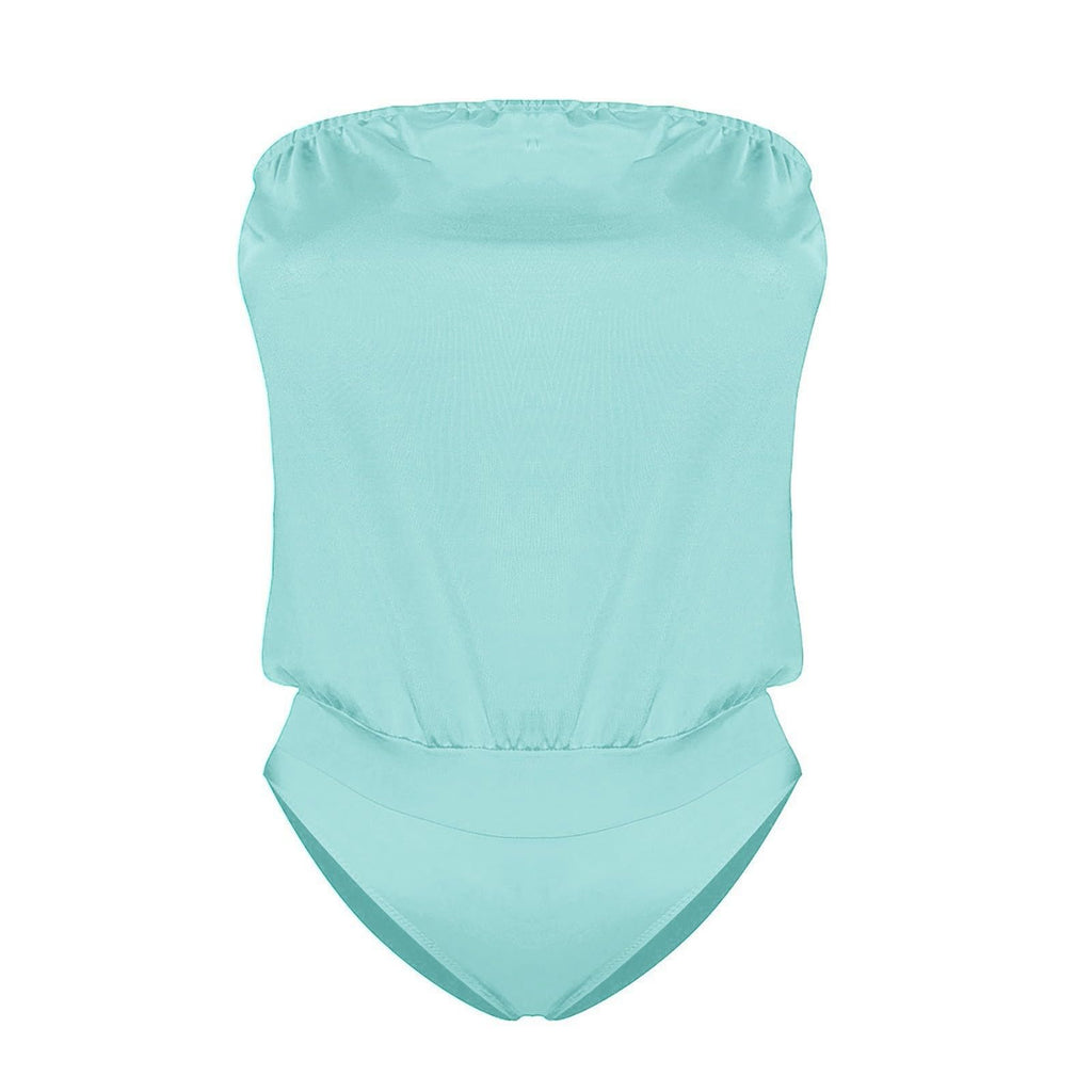 Maillot de Bain Femme 1 Pièce Gainant — Style Bandeau Épaule Dénudée
