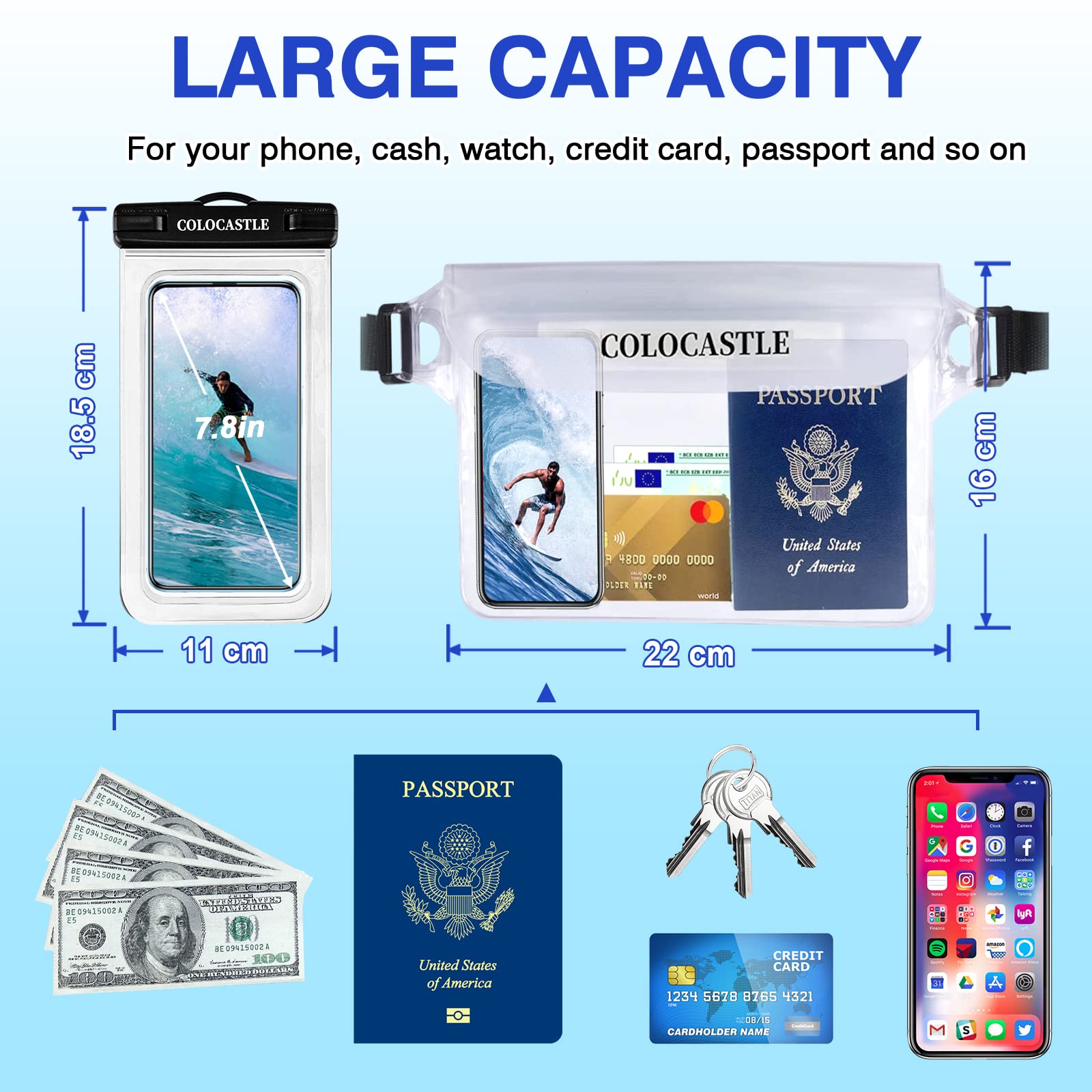 Pochette Étanche Smartphone IPX8 — Sac Imperméable avec Sangle Réglable