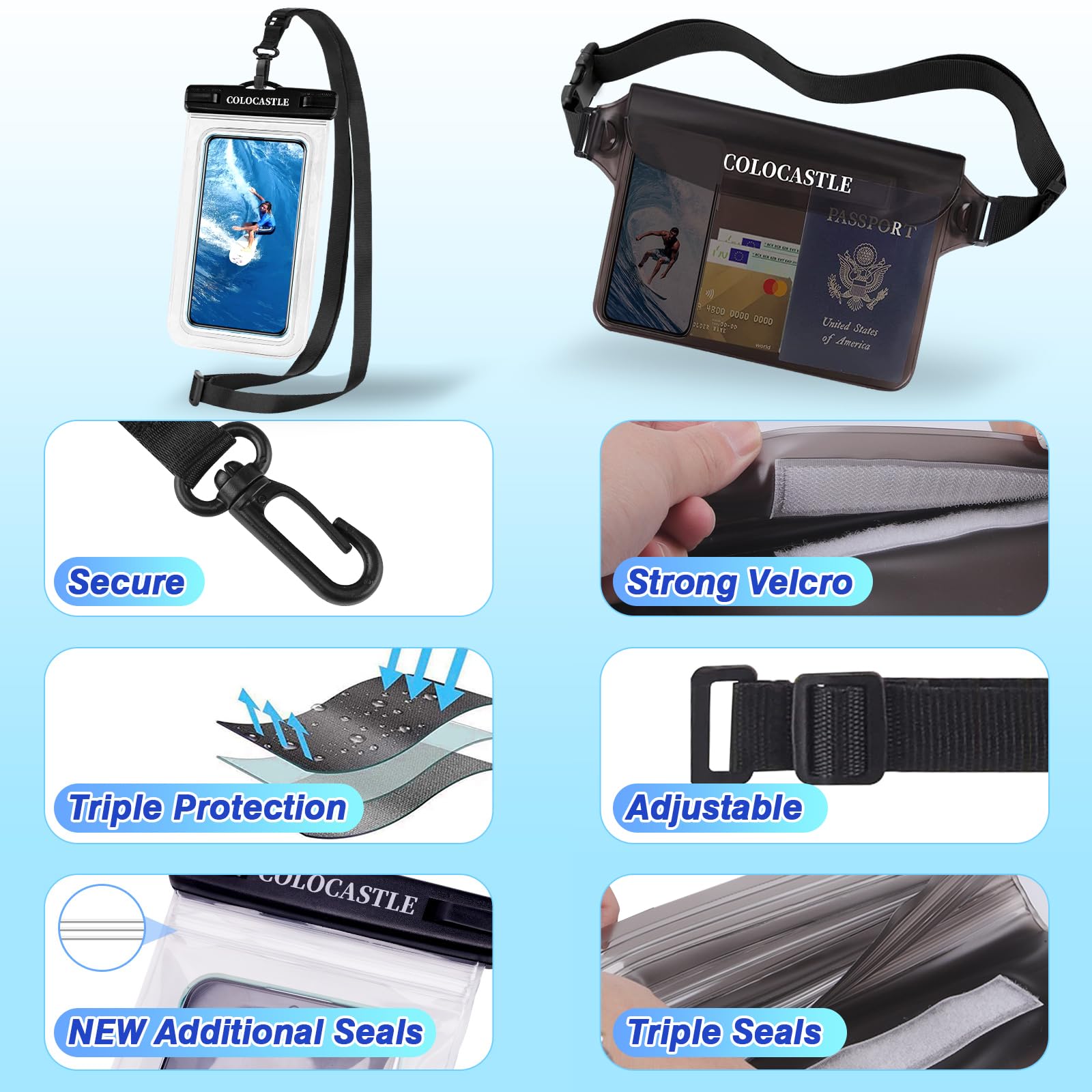 Pochette Étanche Smartphone IPX8 — Sac Imperméable avec Sangle Réglable