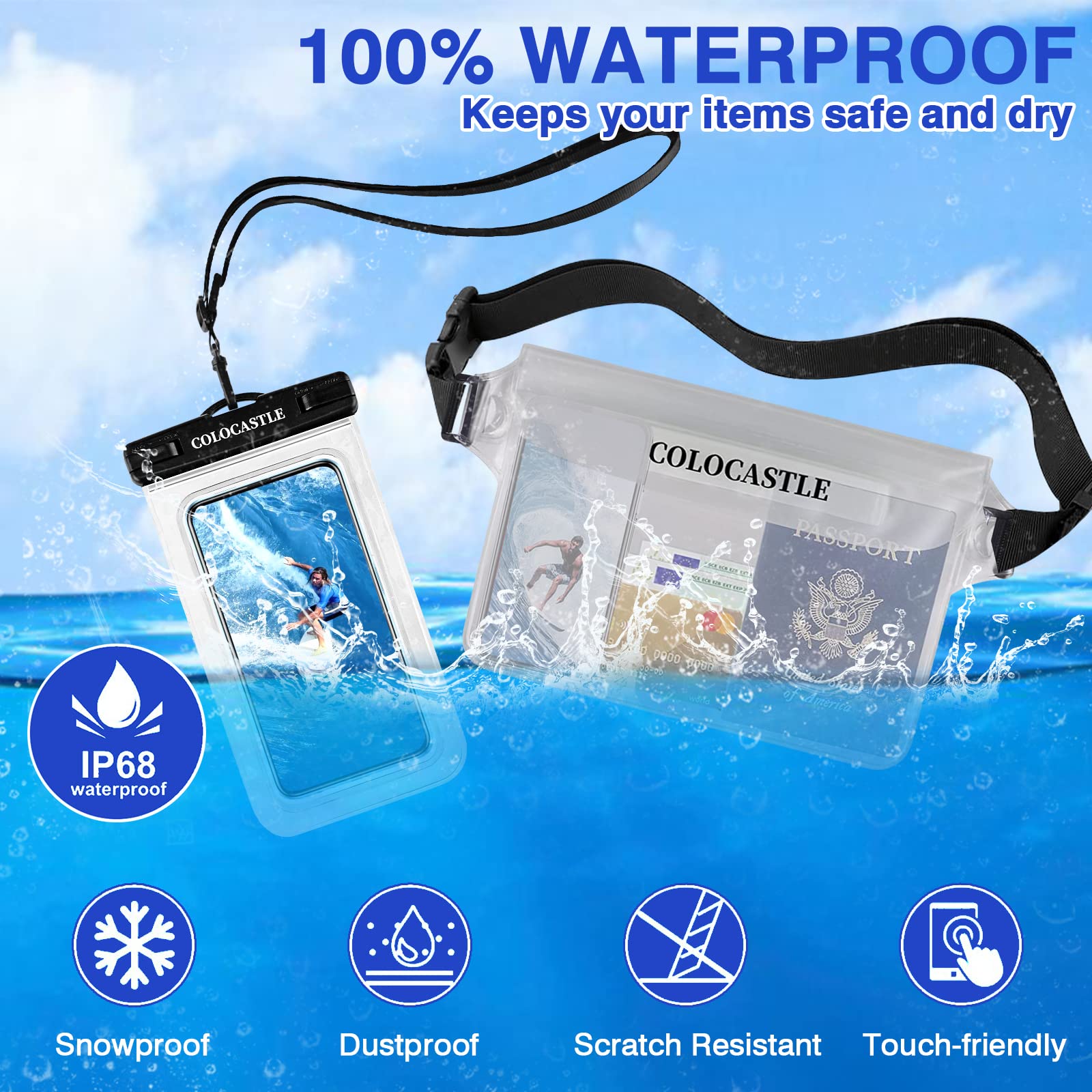 Pochette Étanche Smartphone IPX8 — Sac Imperméable avec Sangle Réglable