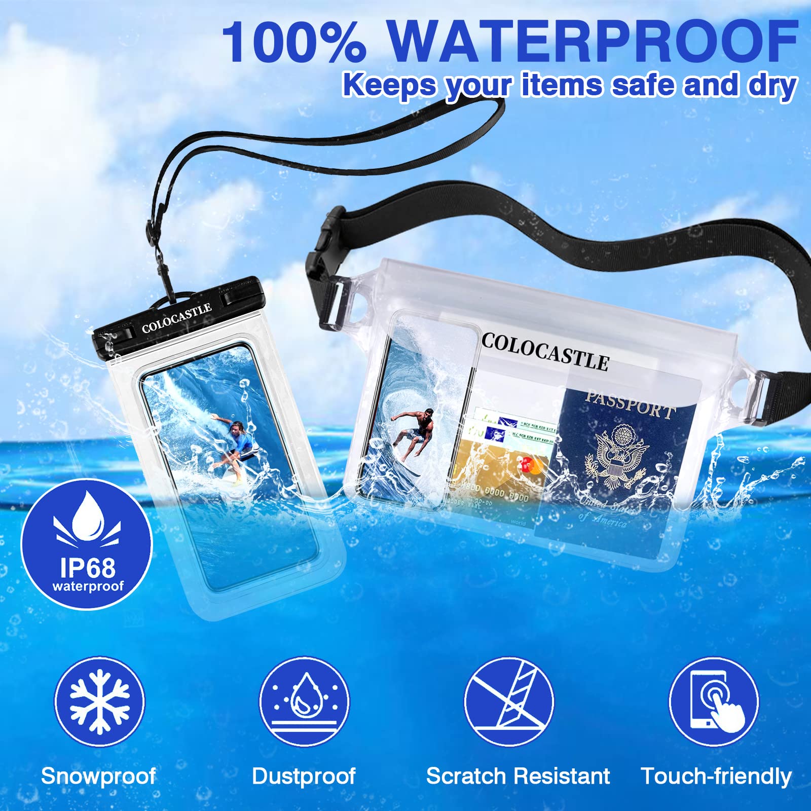 Pochette Étanche Smartphone IPX8 — Sac Imperméable avec Sangle Réglable