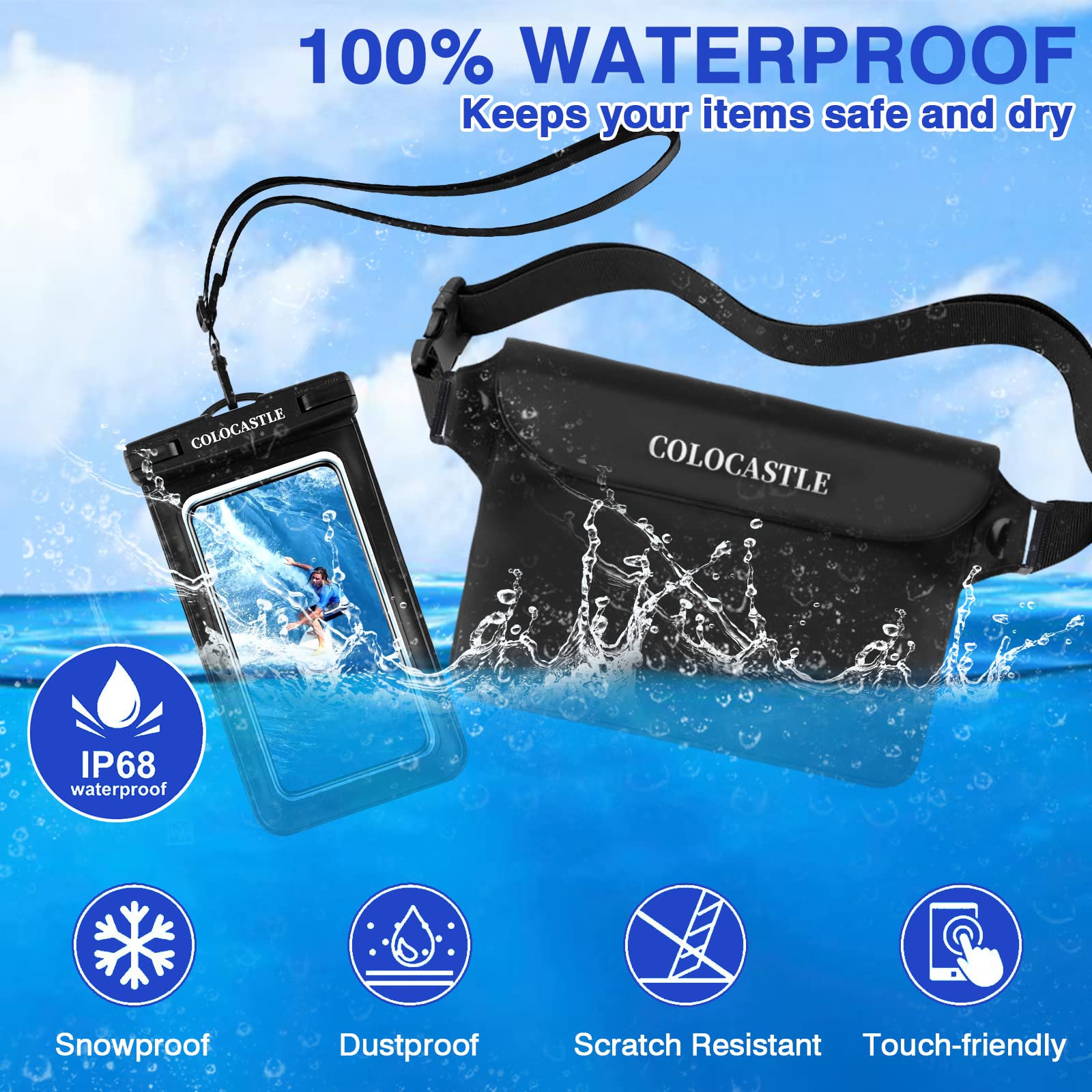 Pochette Étanche Smartphone IPX8 — Sac Imperméable avec Sangle Réglable