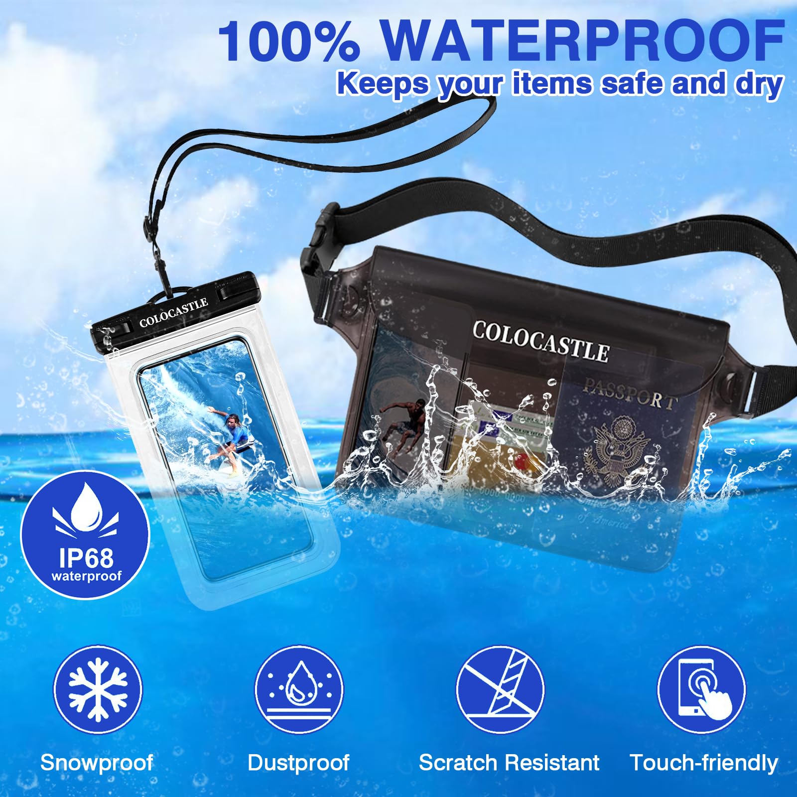 Pochette Étanche Smartphone IPX8 — Sac Imperméable avec Sangle Réglable