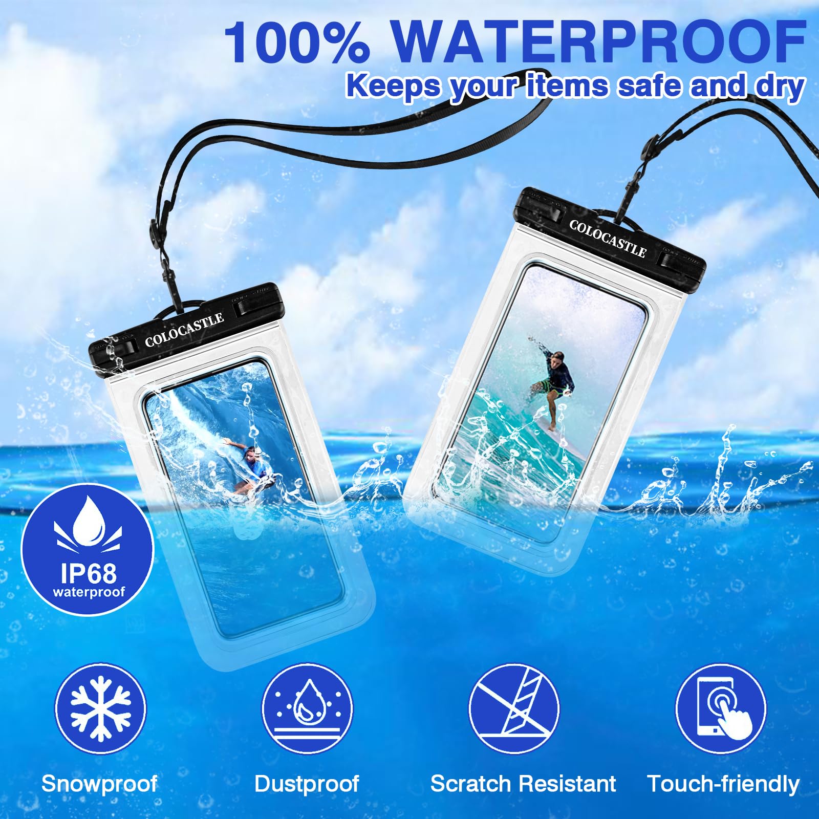 Pochette Étanche Smartphone IPX8 — Sac Imperméable avec Sangle Réglable