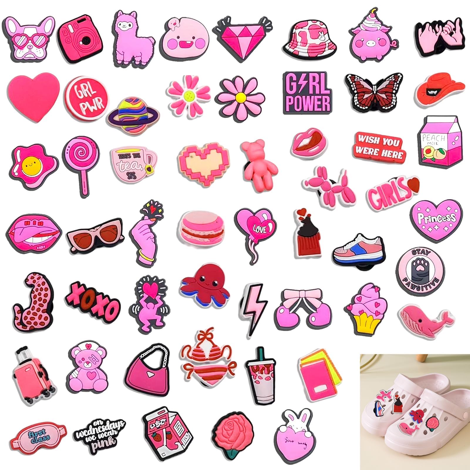 60 Pièces Pins pour Crocs — Bijoux de Chaussures PVC